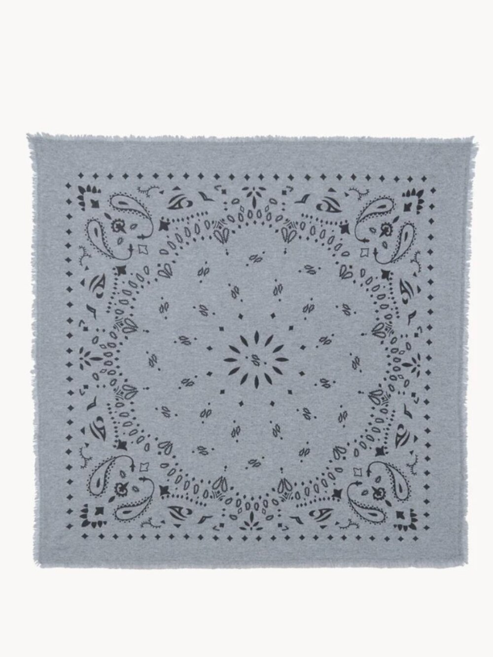 KUJTEN CASHMERE SMALL BANDANA SCARF IN MARL GRAY - Picture 2 of 7